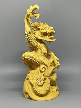 Amazon.co.jp: 木彫り 龍 昇龍 置物 一刀彫 神龍 フィギュア